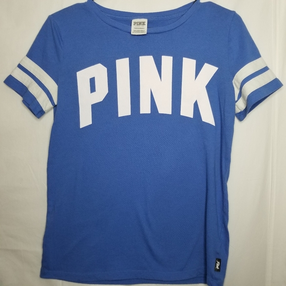 PINK Victoria's Secret Tops - Victoria's Secret PINK Short Sleeve Blue Stripe